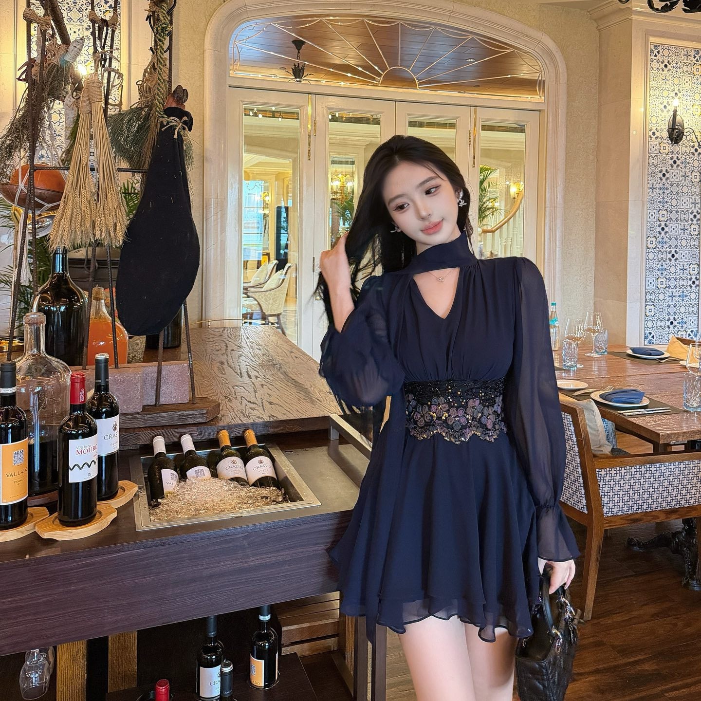 dress】レースドッキングシフォンミニワンピース N3767 – NANASTYLE