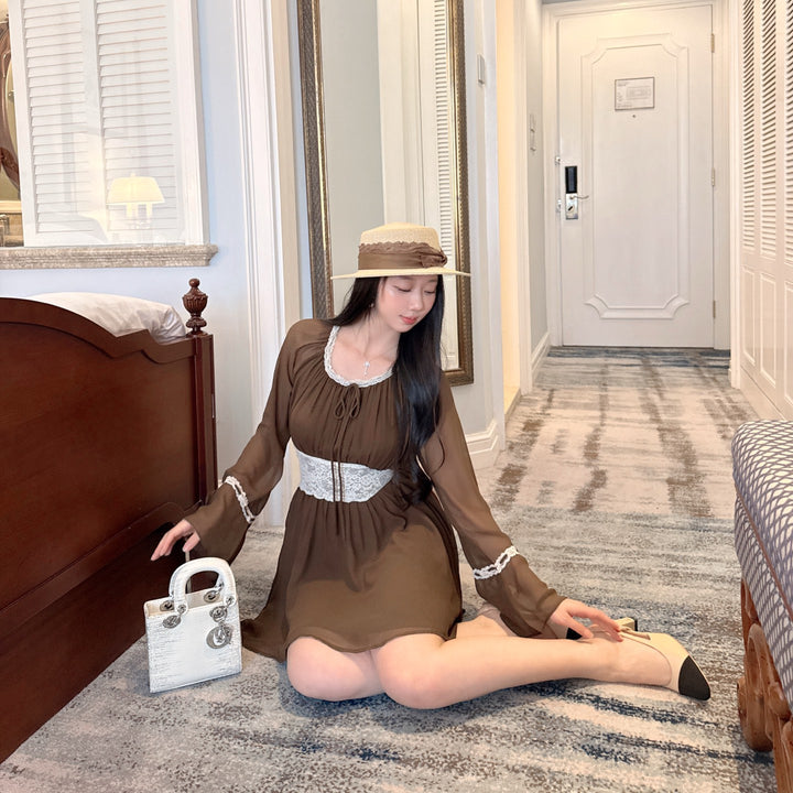 【dress】ウエストレースミニワンピース   N3770