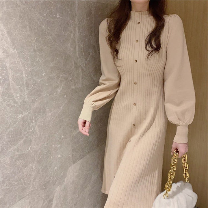 【dress】ボタンデザインニットワンピース　M26867