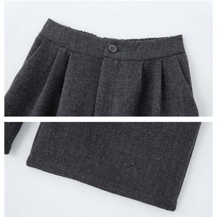 【set】ベスト×ハイネックトップス×ワイドパンツ3点セット Q6976