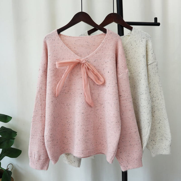 【tops】リボン付きニットセーター　M27031