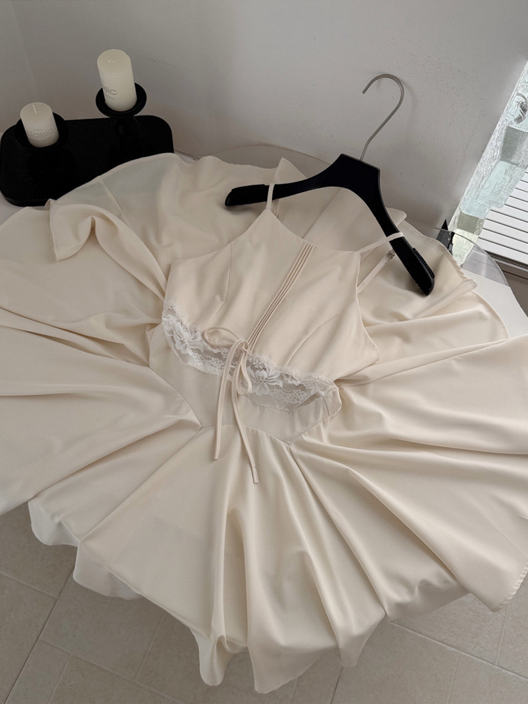 【dress】レースドッキングミニワンピース Q8681
