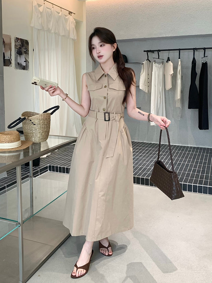 【dress】ノースリーブAラインワンピース Q8655