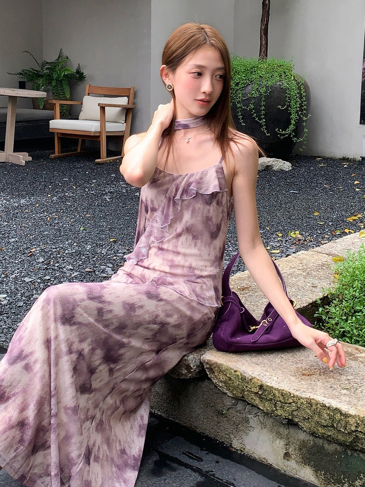 【dress】スカーフ付きロングキャミワンピース Q8999