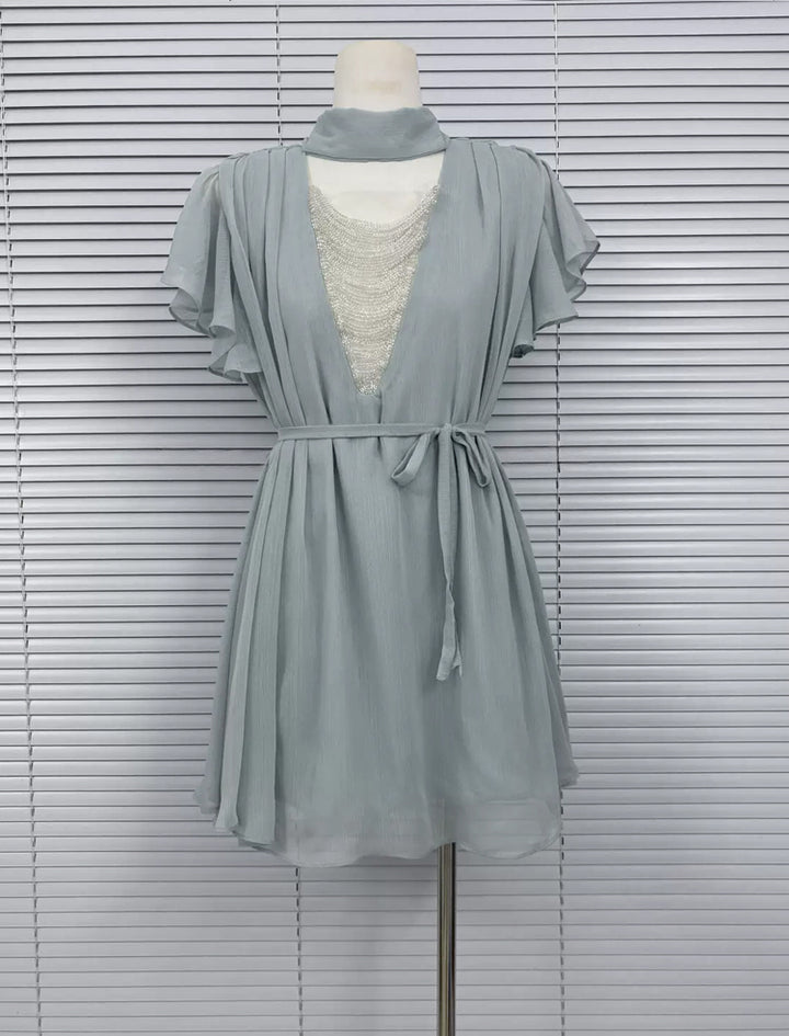 【dress】ビーズVネックワンピース Q8768