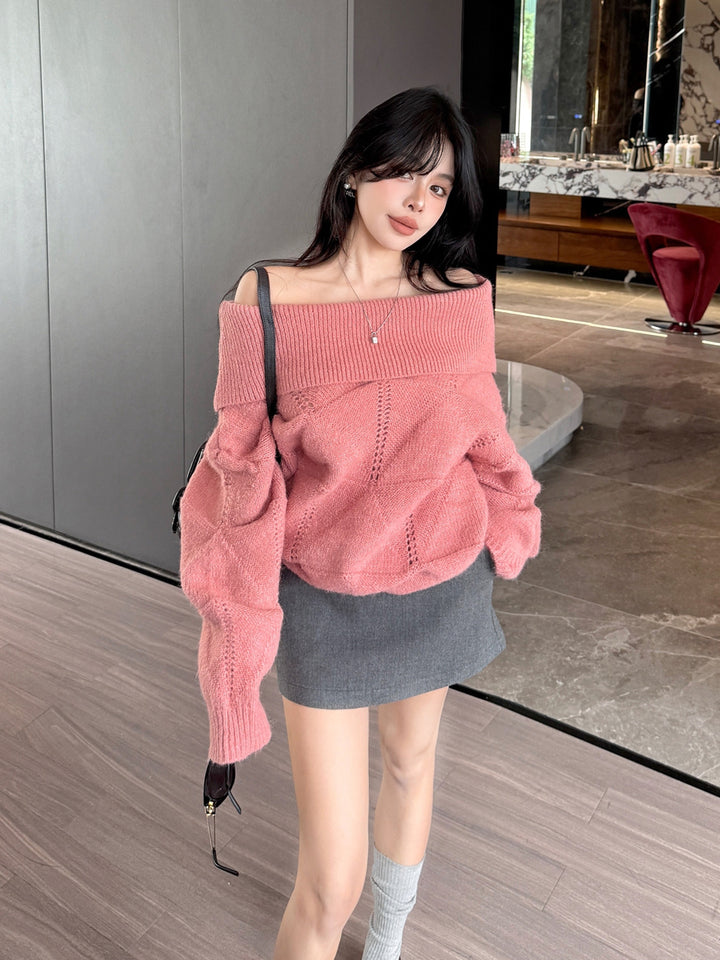 【tops】オフショルダーニットトップス Q9203