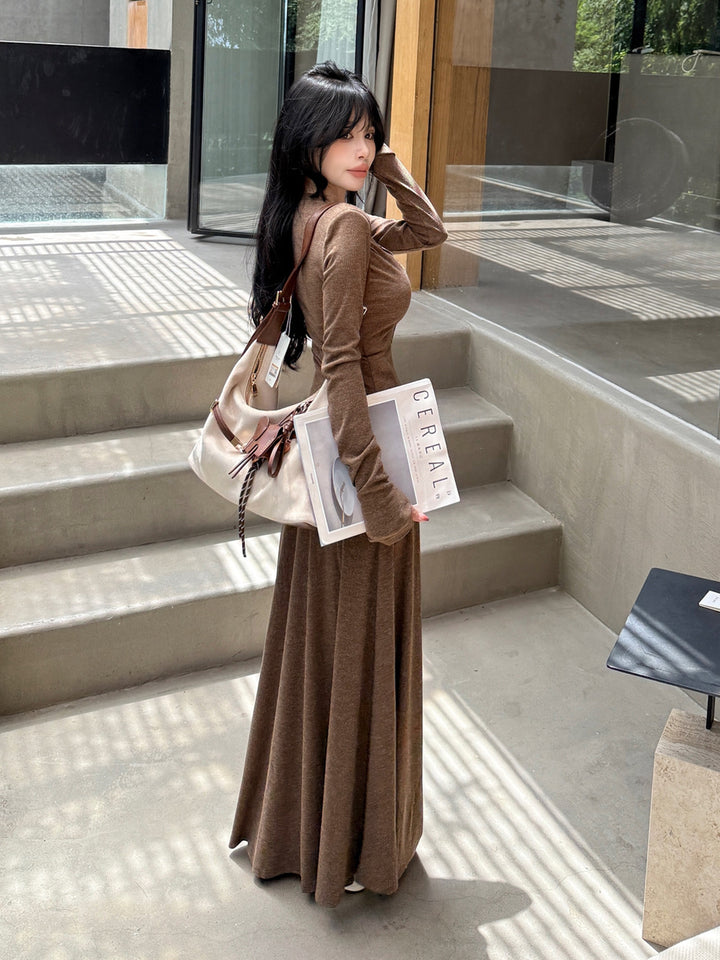 【dress】ロングニットワンピース Q9221