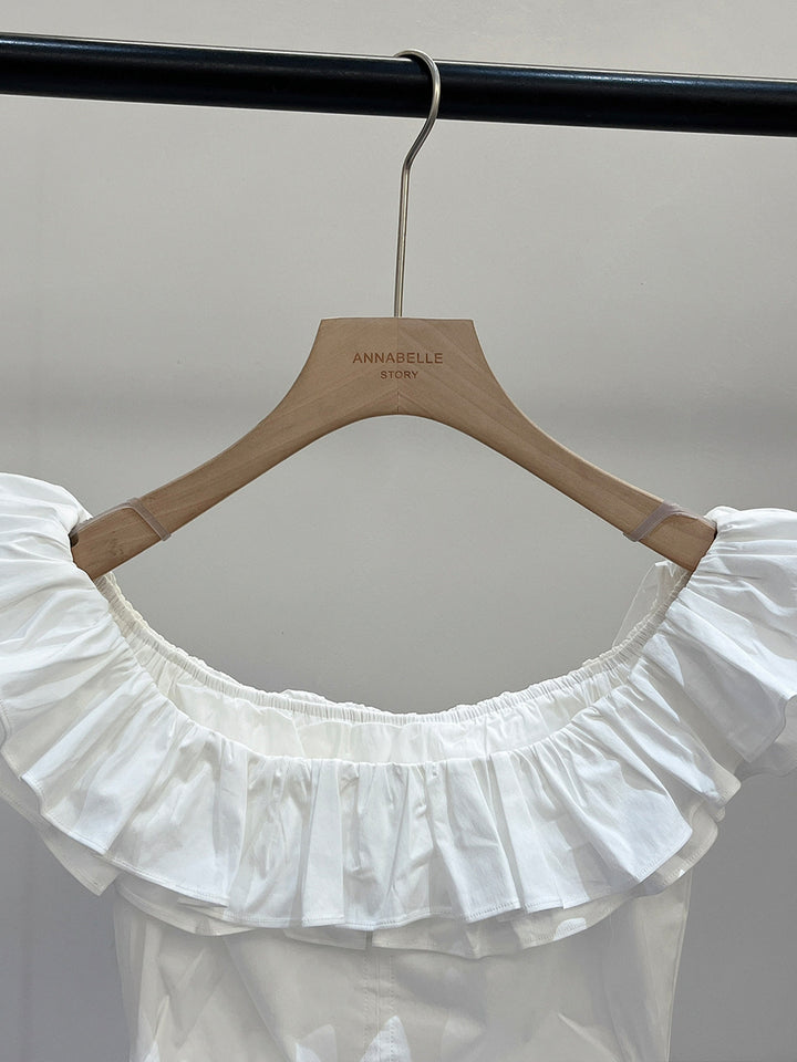 【tops】オフショルダーギャザーフリルトップス Q8693