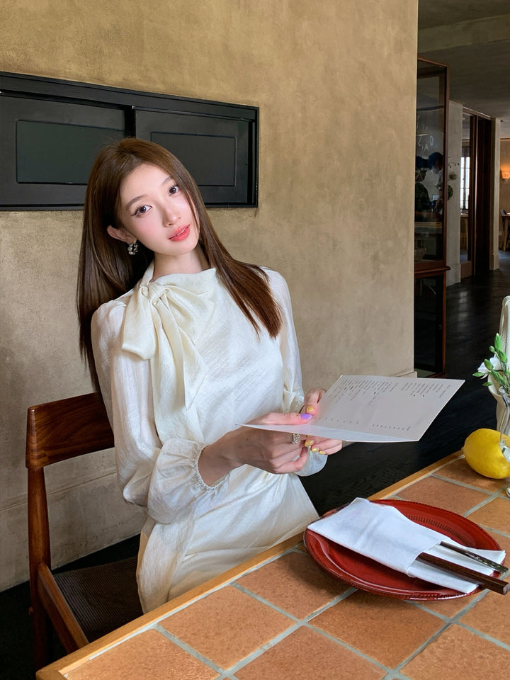 【dress】リボン付きロングワンピース Q8961