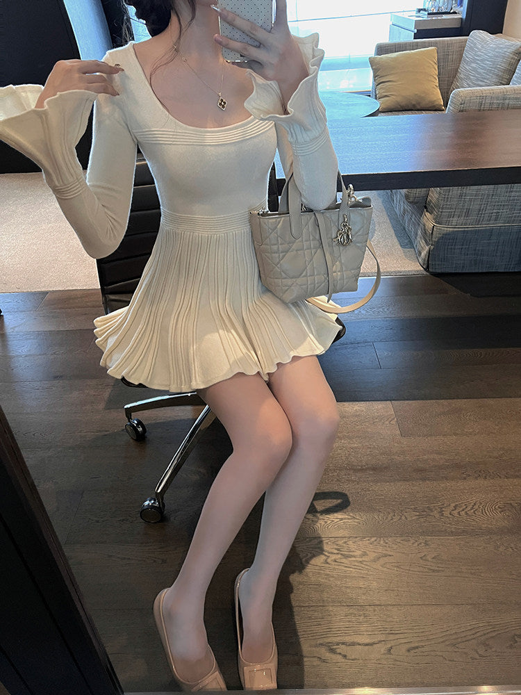 【dress】Aラインニットワンピース Q9323