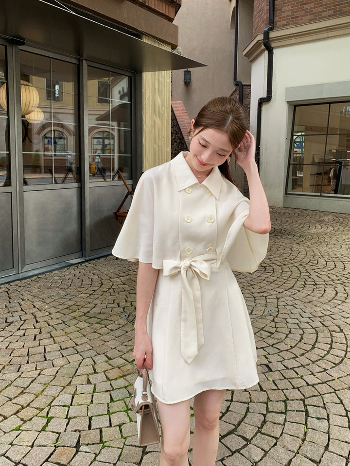 【dress】半袖ケープワンピース Q8963