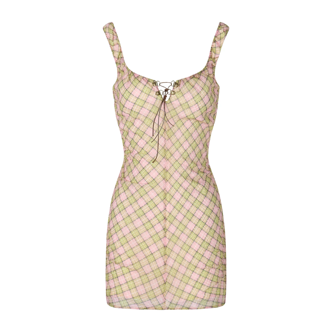 【dress】バックオーポンミニキャミワンピース Q8578
