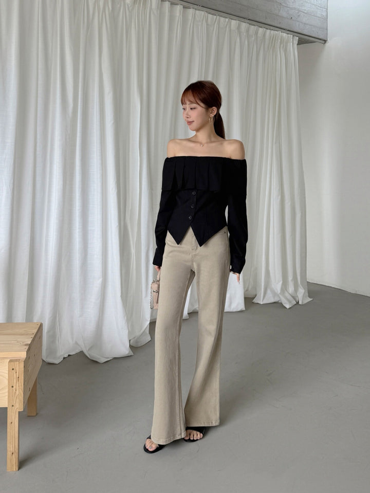 【tops】2色展開オフショルダートップス Q8989