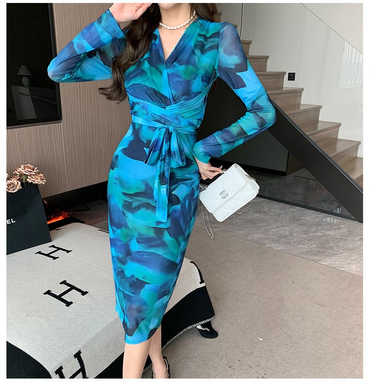 【dress】女子力アップエレガントVネックワンピース　M17432