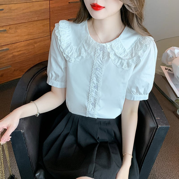 【tops】気質満点大人可愛いスウィートシャツトップス　M17395