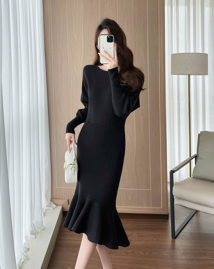 【dress】ニットマーメイドワンピース Q7293