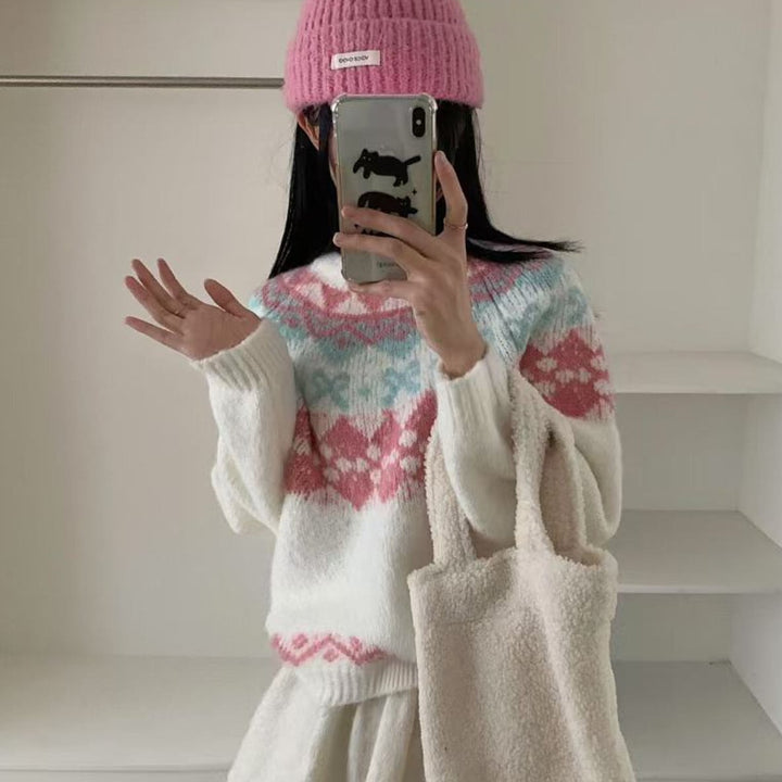【tops】ジャカードニットセーター　M27801
