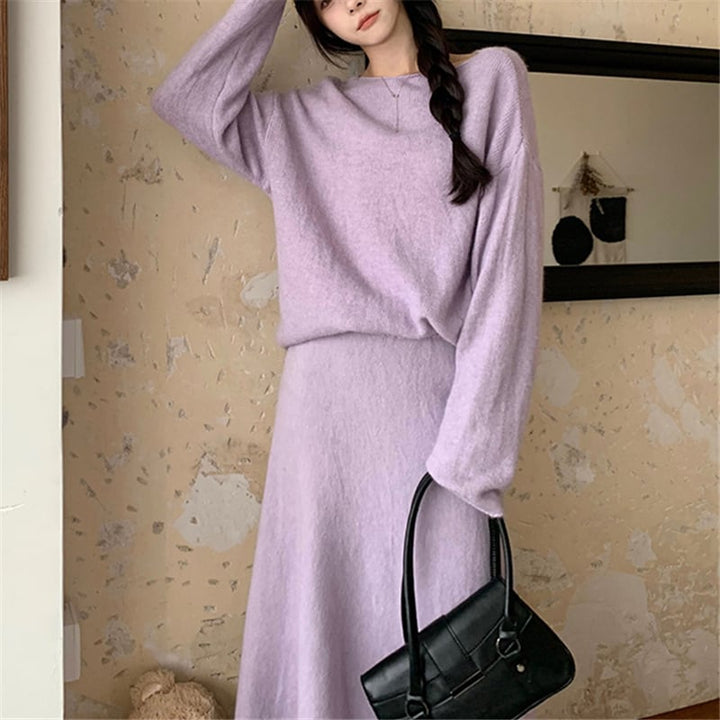 【set】シンプルニットセーター×スカートセット　N2247