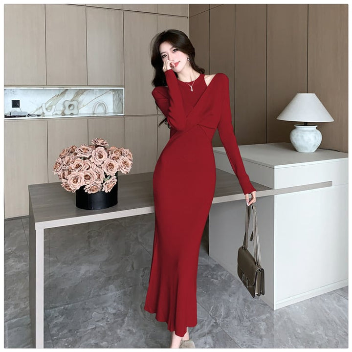 【dress】切り替えニットワンピース　M28022
