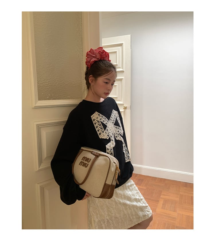【tops】レースリボン付きプルオーバー　M26593