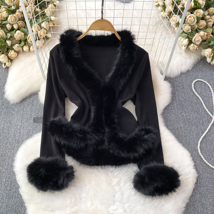 【outer】ファーニットカーデ　M26503