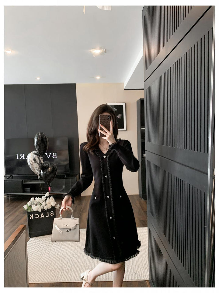 【dress】Vネックニットワンピース　M25490