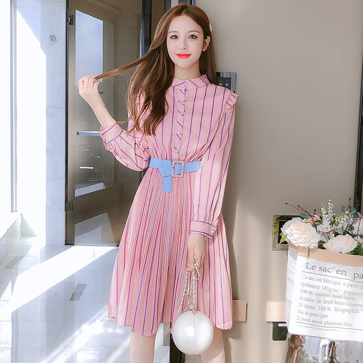【dress】おしゃれスウィートデートワンピースベルト付き　M17200