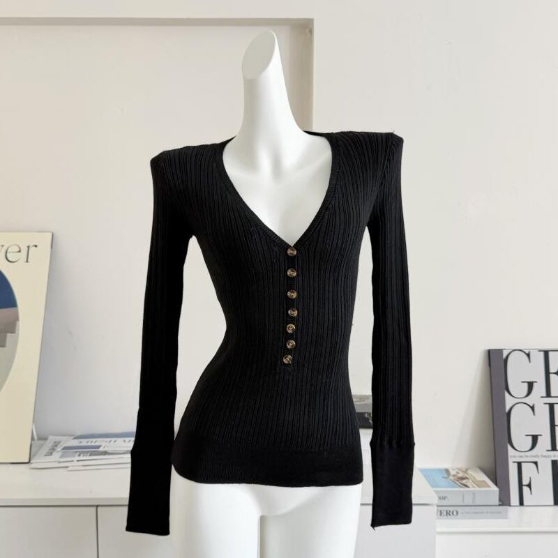 【tops】Vネックニットトップス Q7820