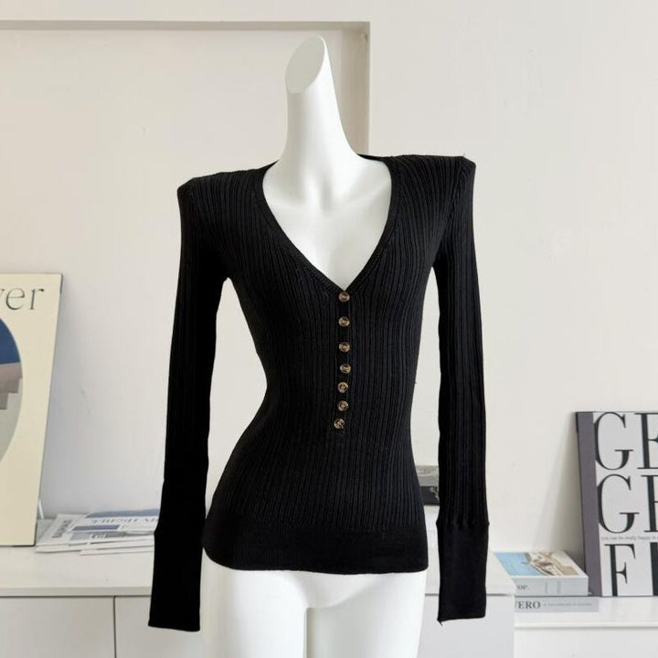 【tops】Vネックニットトップス Q7820