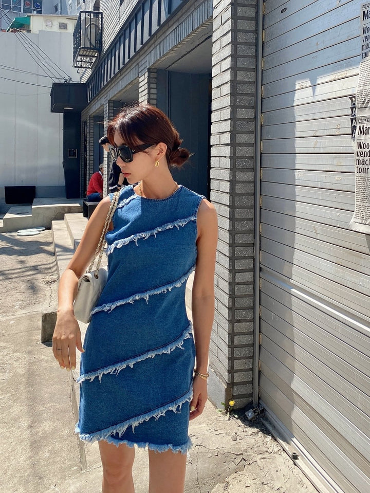 【dress】ノースリーブデニムワンピース　M23984
