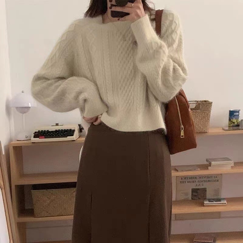 【tops】クルーネックニットセーター　M18167