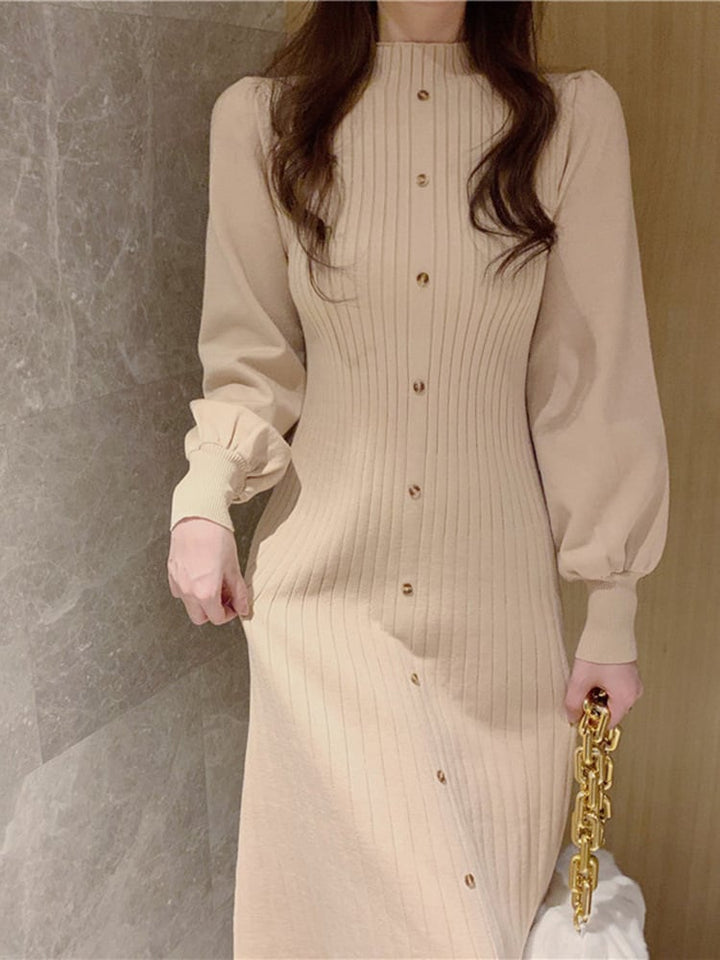 【dress】ボタンデザインニットワンピース　M26867