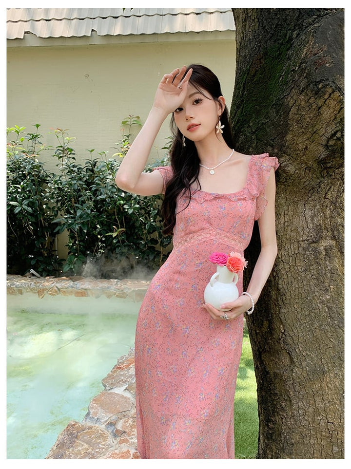 【dress】フリル花柄ワンピース　M25208