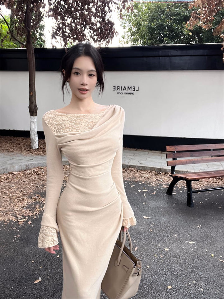 【dress】レース切り替えワンピース　M27846
