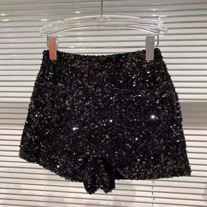 【bottoms】スパンコール付きショートパンツ Q7748