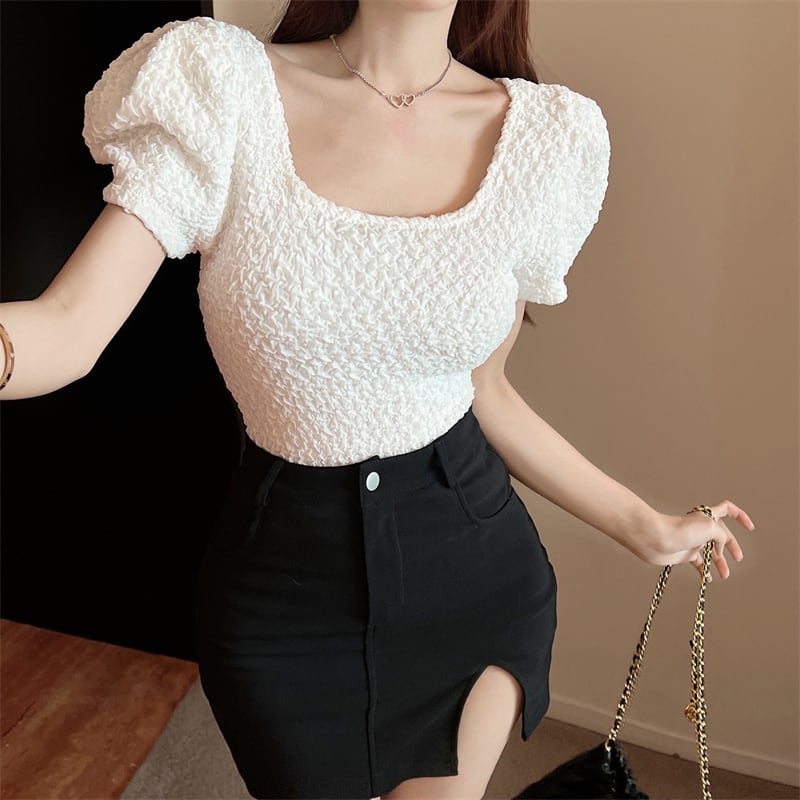 【tops】パフスリーブTシャツ　M25094