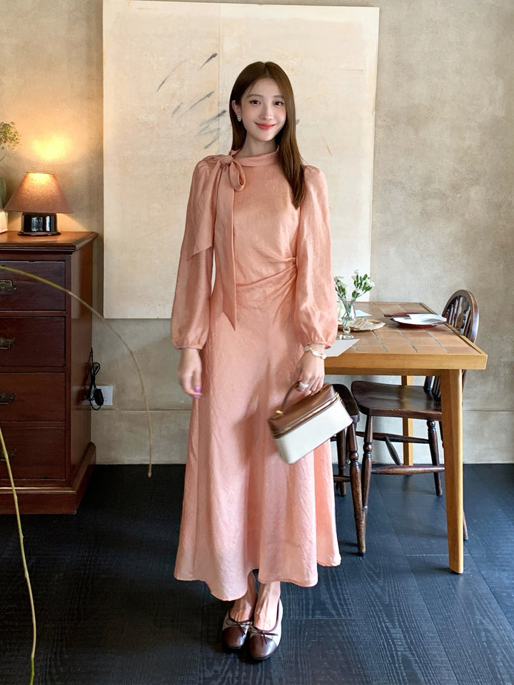【dress】リボン付きロングワンピース Q8961