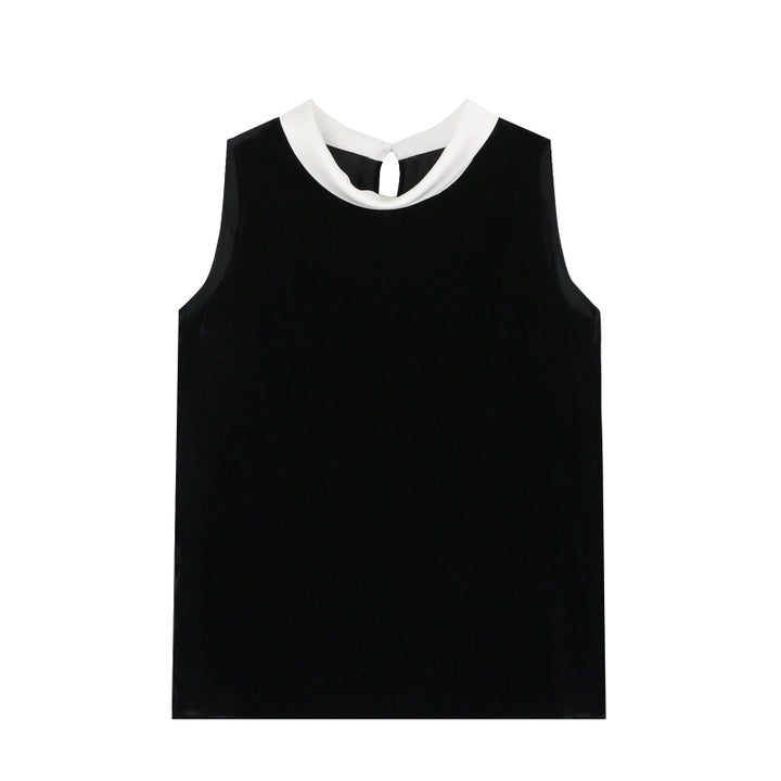 【tops】ベルベットノースリーブ配色トップス Q8751