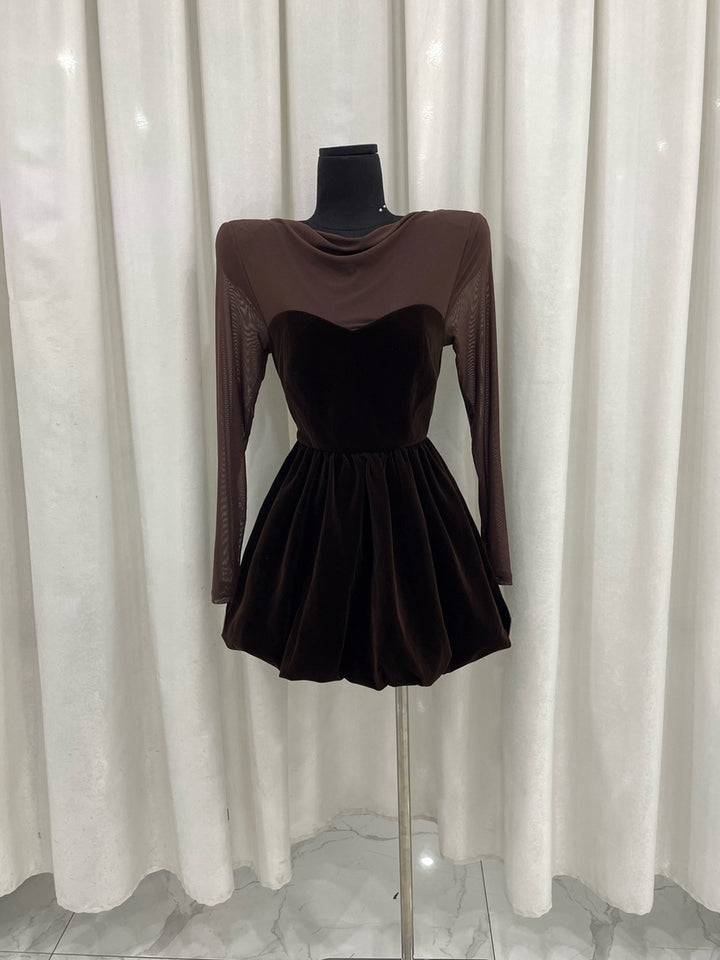 【dress】シアーチュールドッキングバルーンワンピース Q9090