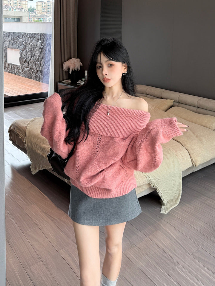 【tops】オフショルダーニットトップス Q9203
