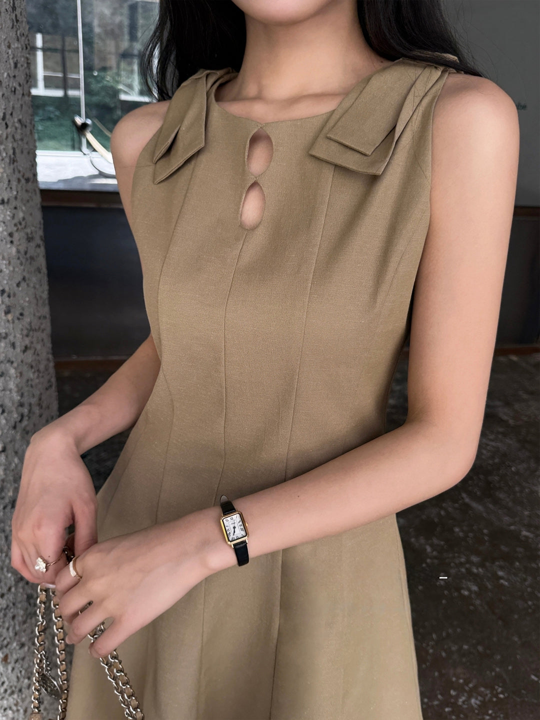 【dress】リボン付きミニベストワンピース Q8667