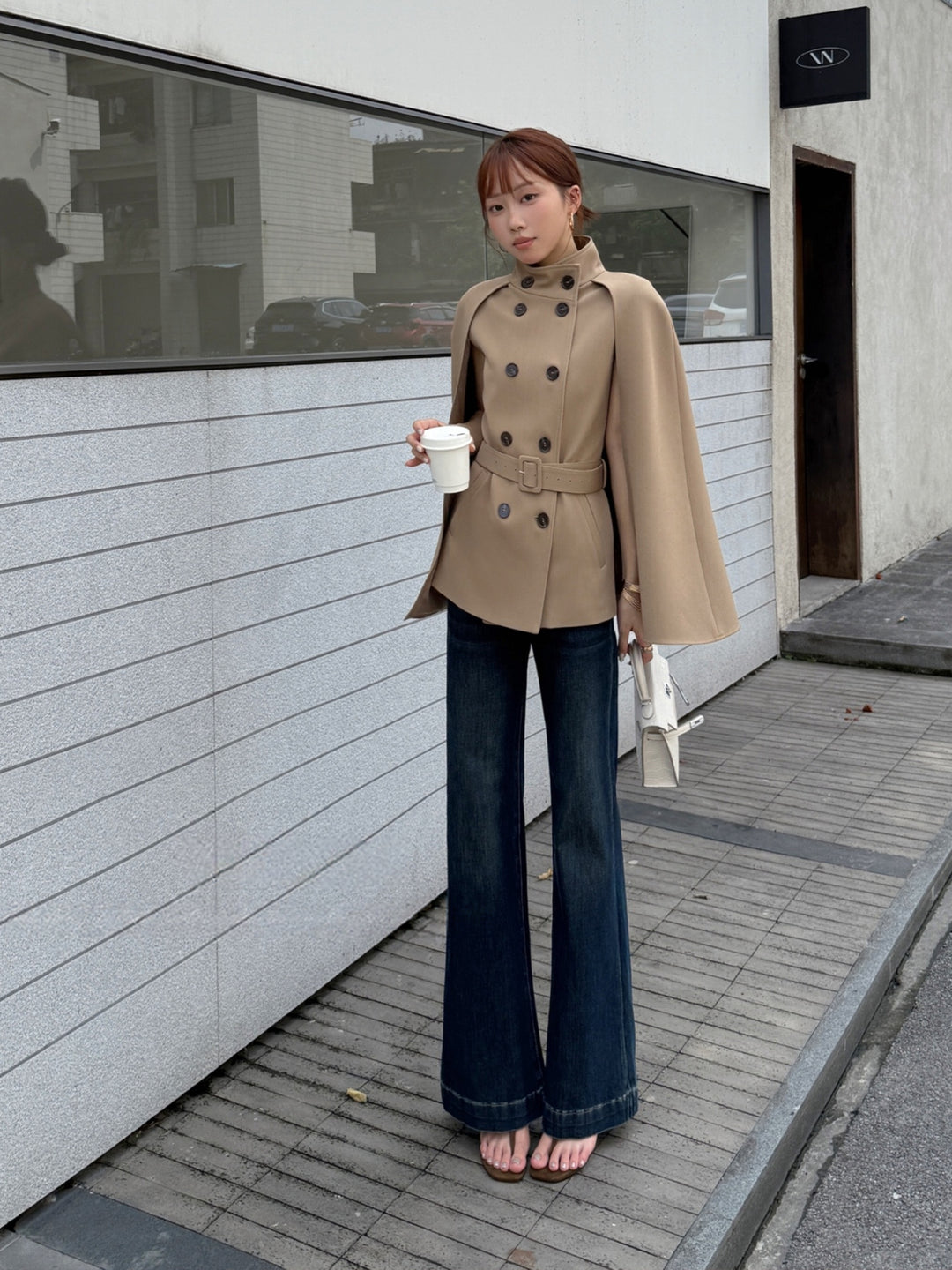 【outer】2色展開ケープコート Q8986