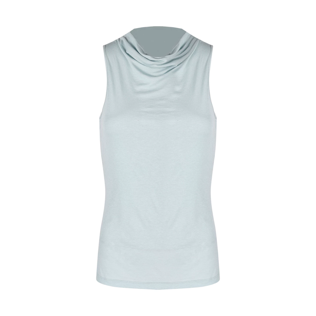 【tops】3色展開ノースリーブドレープドネックトップス Q8581