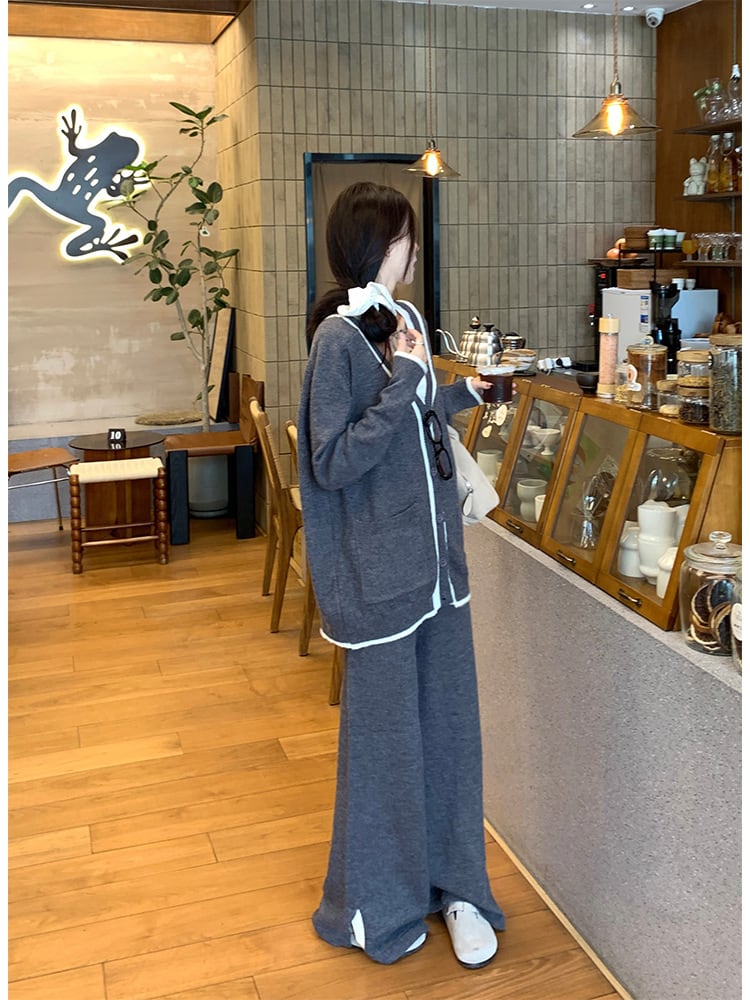 【set】ニットカーデ×ワイドパンツセット　M26984