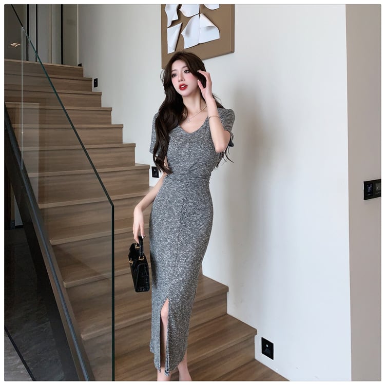 【dress】人気を独占中 ファッションスリットワンピース　M16889
