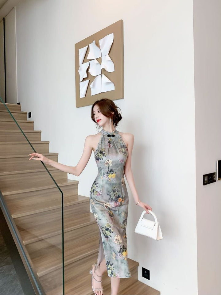 【dress】ノースリーブエレガントスリットデートワンピース　M17176