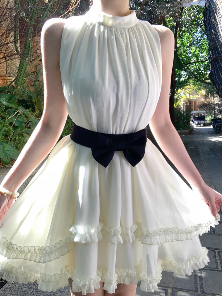 【dress】リボンベルト付きミニワンピース　N3580