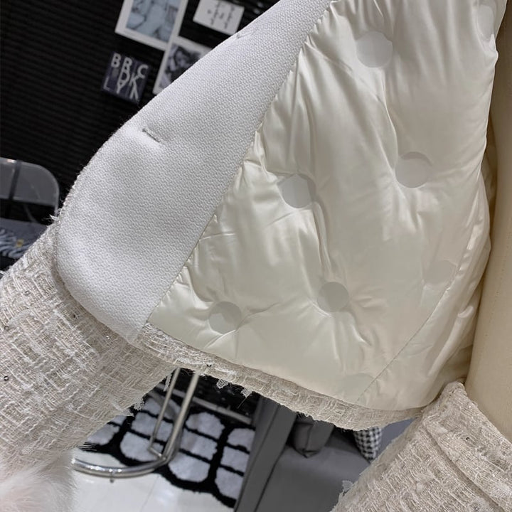 【set】ファー付きツイードジャケット×ロングスカートセット Q7463