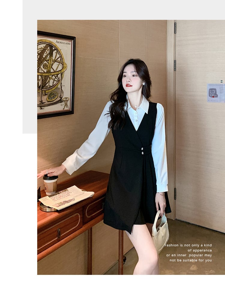【dress】大人らしい ファッション切り替えワンピース　M17262