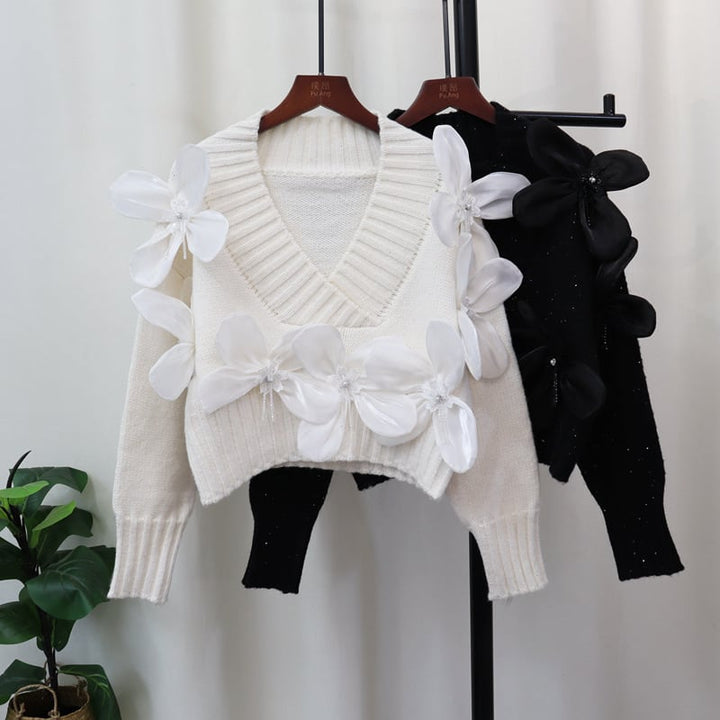 【tops】立体フラワーニットセーター　M26762